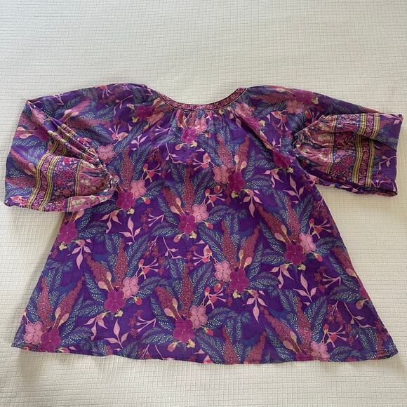 Spell & The Gypsy Bianca Blouse Boho Floral Tunic 100% Organic Cotton Size M - Picture 8 of 9